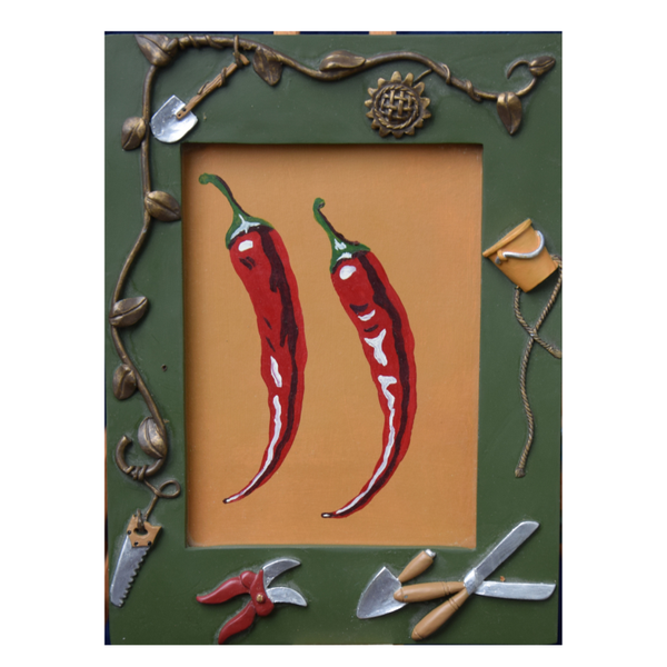 Schilderij rode pepers 18x24 cm