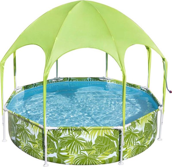 Bestway My First Frame Zwembad Splash-In-Shade Play Rond met UV Zonnescherm, 244cm