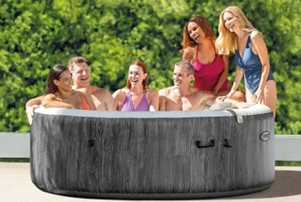 Intex 28440 PureSpa Greywood De Luxe bubble massage jacuzzi 4-persoons set