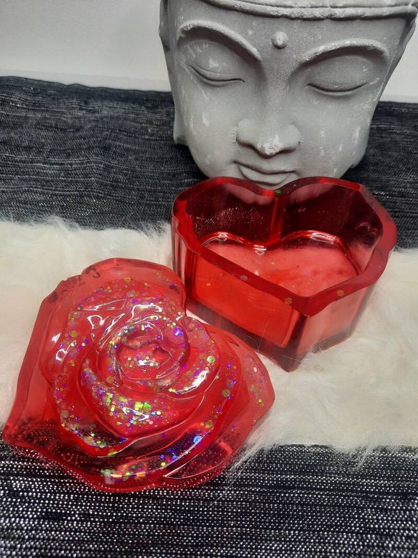 Boite cœur grand modèle rouge + paillettes