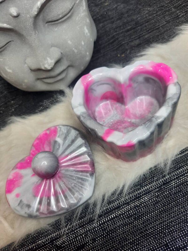 boite coeur petit modèle rose/gris/blanc