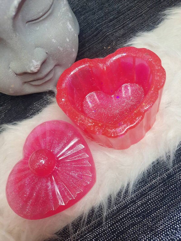 boite coeur petit modèle rose pailletée