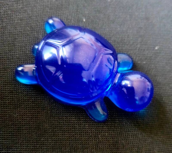 petite tortue bleu translucide