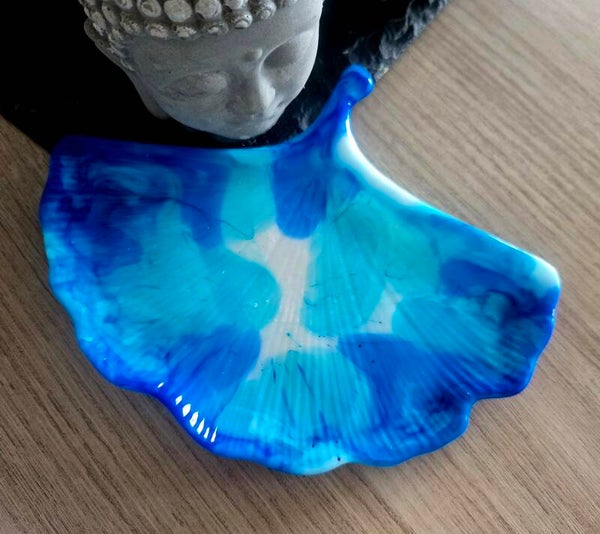 Vide poches feuille bleu et blanc