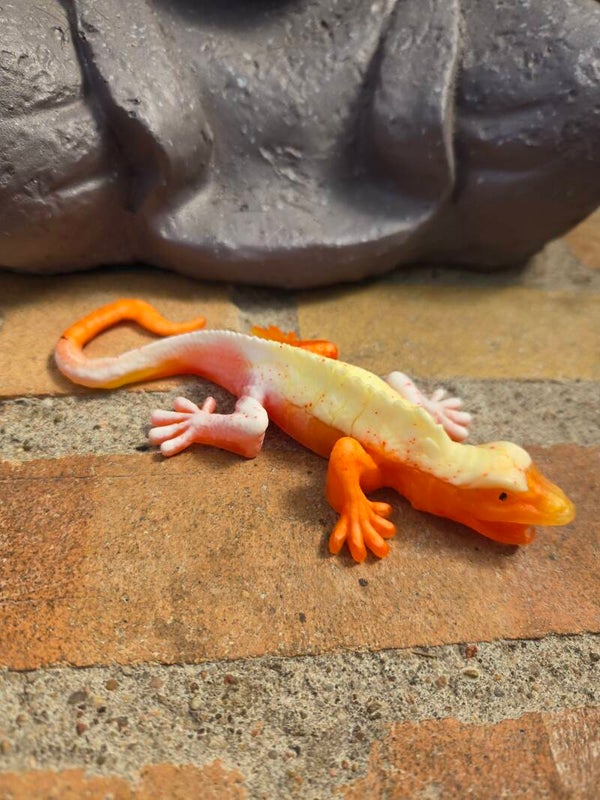Iguane orange/jaune/blanc