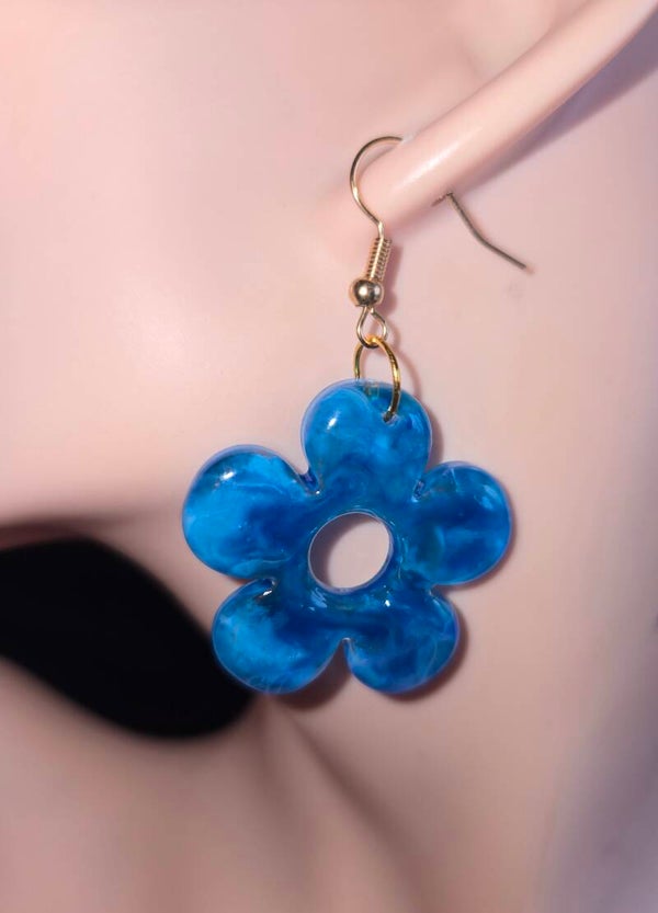 Boucles d’oreilles fleurs bleues