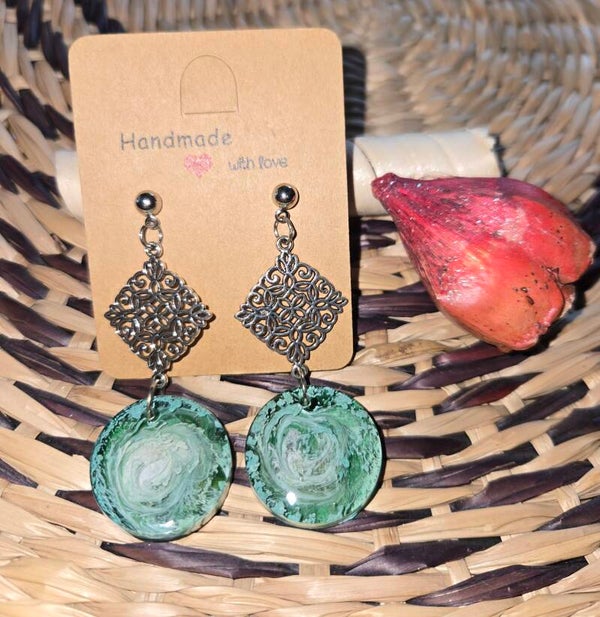 Boucles d'oreilles pétri vert