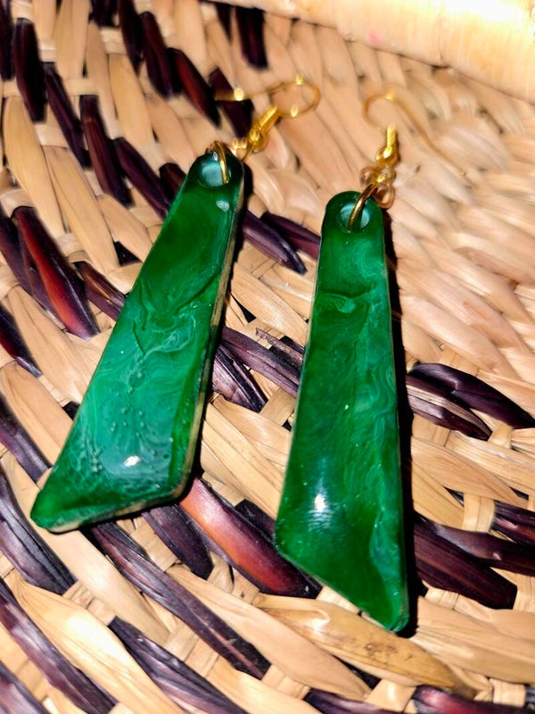 Boucles d’oreilles vertes et blanches