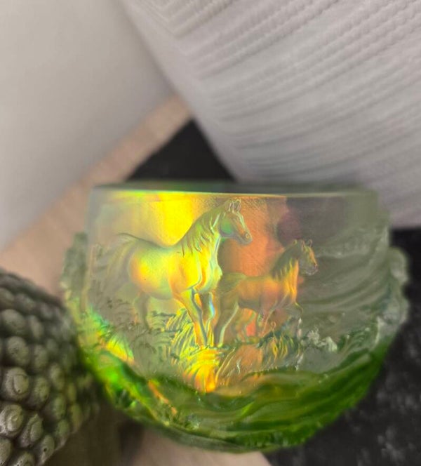 Petit pot "chevaux " vert