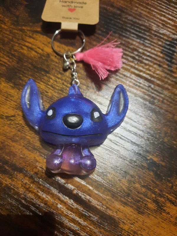 Porte clés Stitch bleu & violet