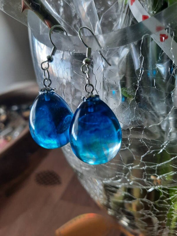 Boucle d'oreilles bleu / transparent