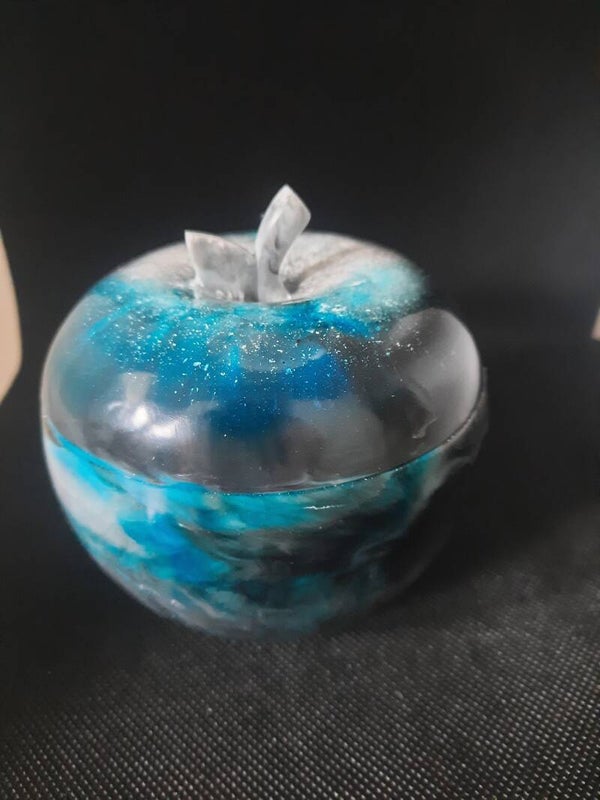 boîte pomme tons bleus