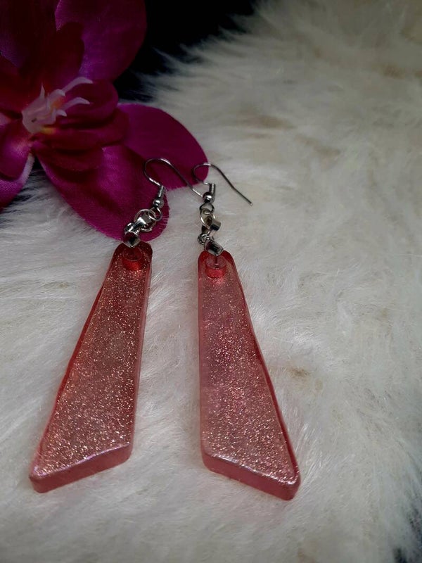 boucles d'oreilles roses pailletées