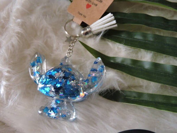 Porte clés Stitch confettis bleu