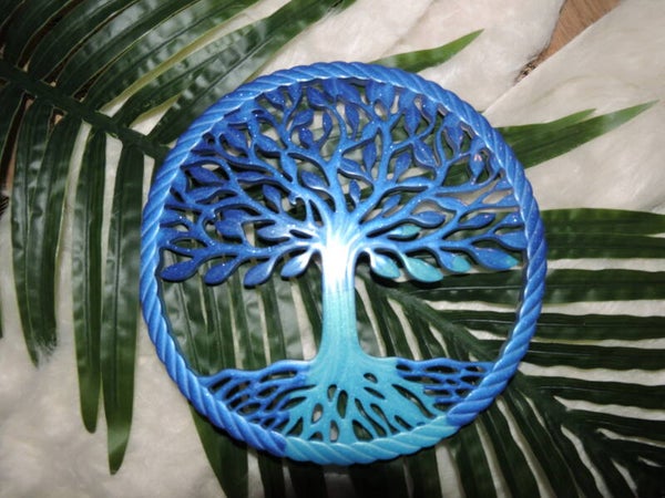 Arbre de vie bleu + petits oiseaux