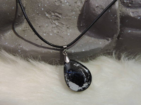 collier goutte noir / blanc/ bleu