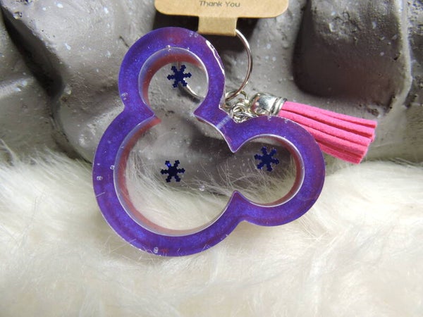 porte clés Mickey violet et rose/fushia