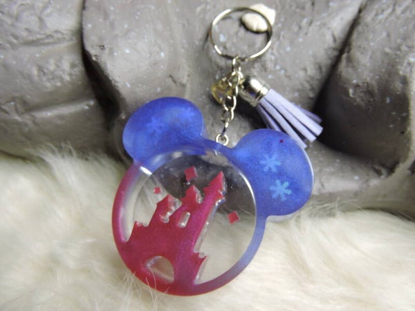 porte clés Mickey fushia et  bleu /violet