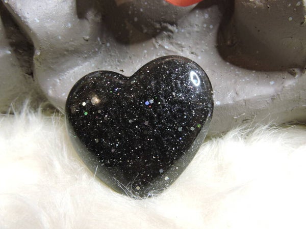 magnet décoratif coeur noir pailleté