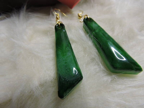 boucles d'oreilles géométriques vertes