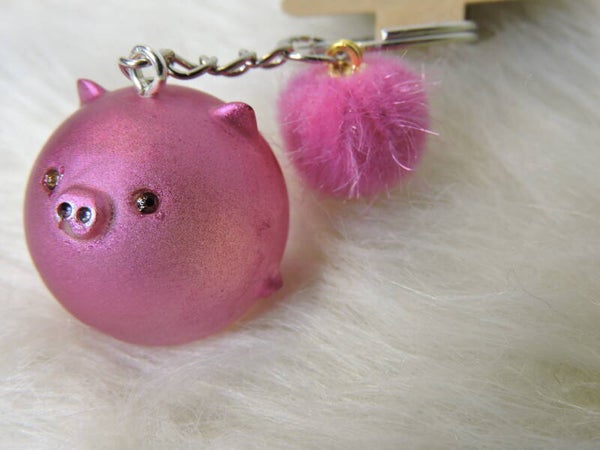 porte clés "z'animobulle" cochon rose