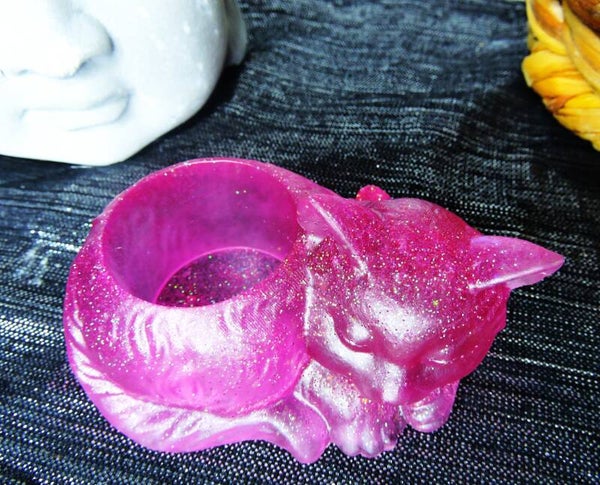 chat photophore rose fushia à paillettes