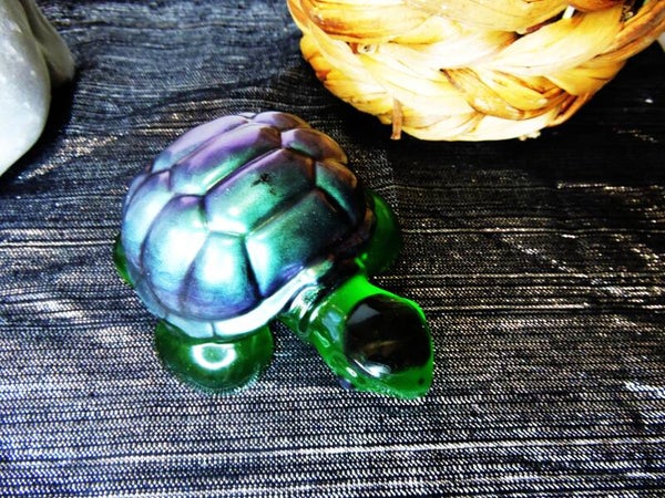 tortue grand modèle vert phosphorescent et caméléon
