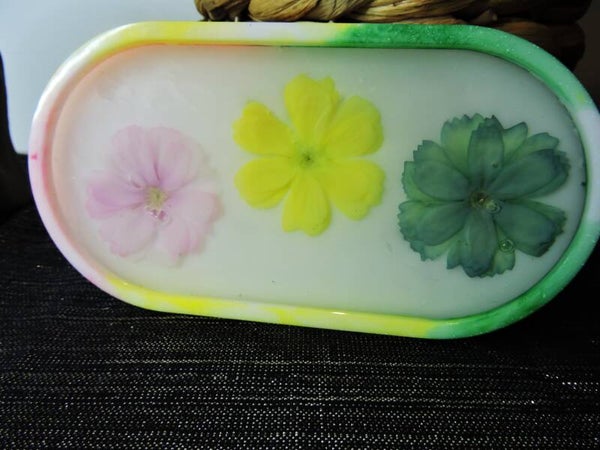 plateau/vide poche fleuri