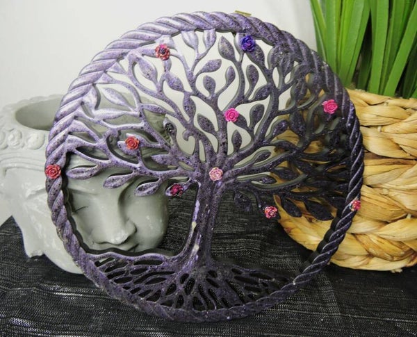 arbre de vie reflets violet +fleurs