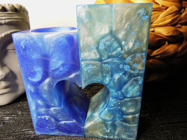 porte bougies bleu