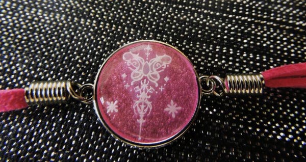 bracelet rose/ papillon