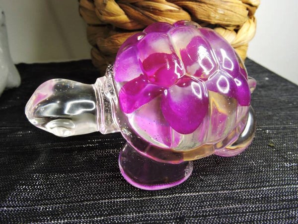 tortue transparente  avec orchidée (PRIX REDUIT)