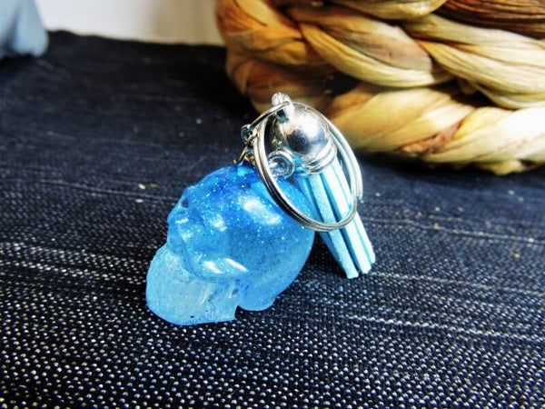 porte clès skull/crâne bleu