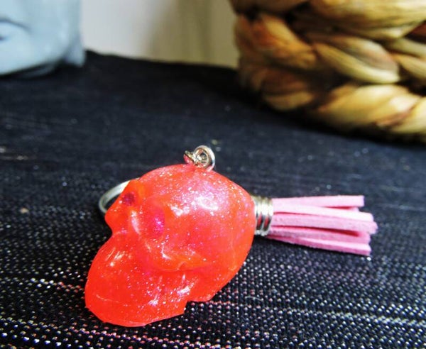 porte clès skull/ crâne rose