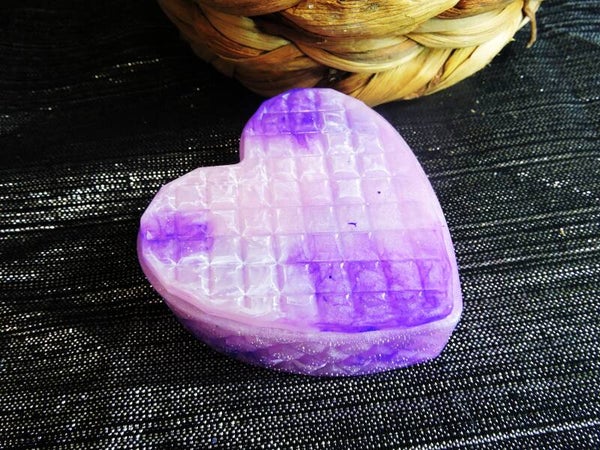 boite coeur quadrillé rose et violet