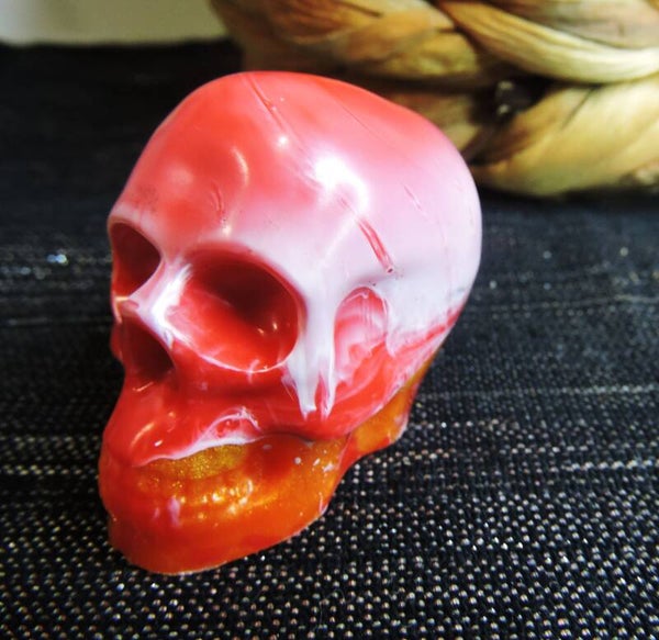 skull/crane petit modèle rouge/orange et blanc