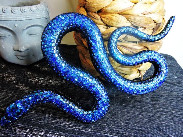 serpent bleu pailleté