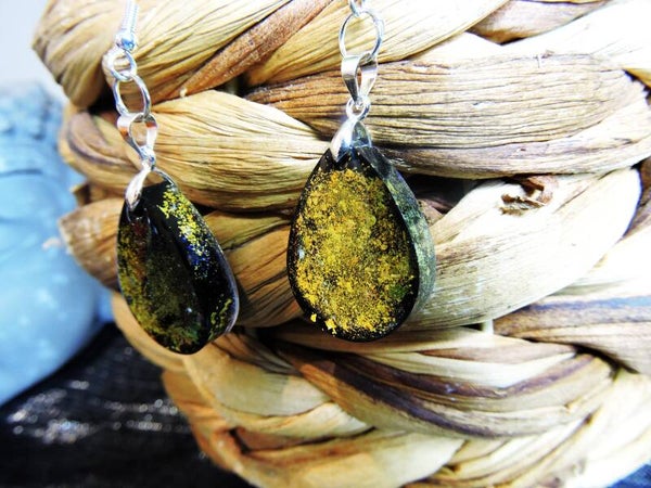 boucles d'oreilles noir/doré