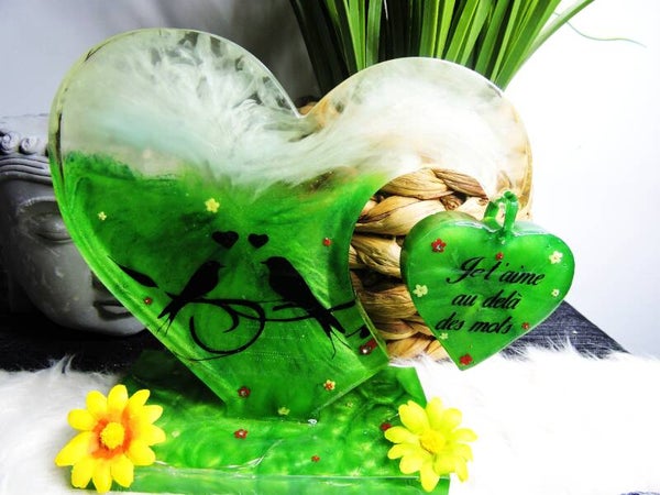 coeur sur socle "je t'aime au delà des mots "