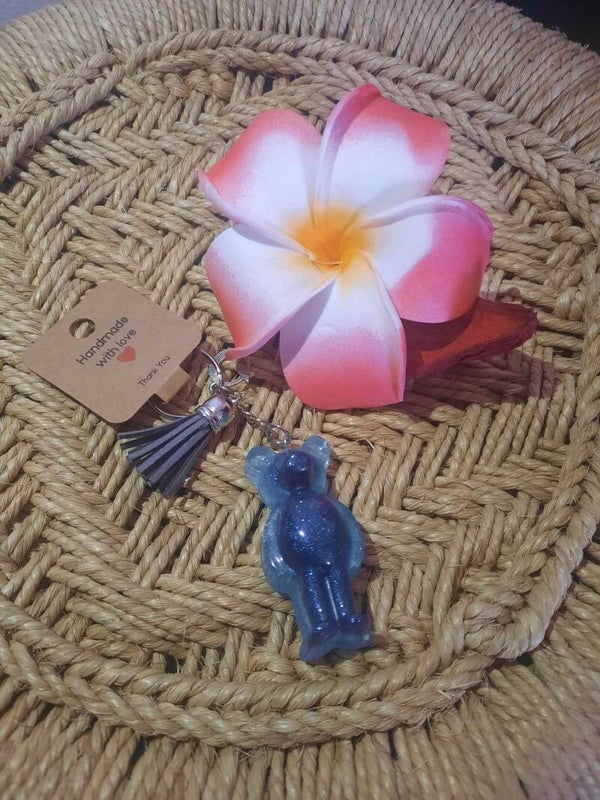 Porte clés Ourson bleu clair et bleu foncé