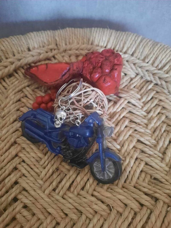 Porte clés Moto bleu et noir