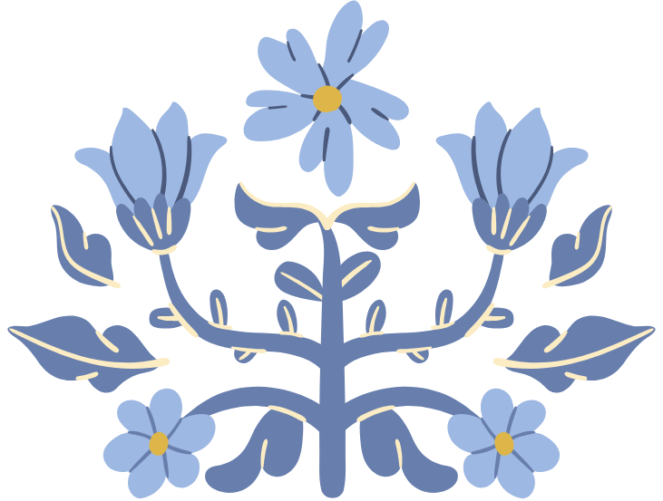 Main flower wtih two growing flowers, representing post partum wellness after pregnancy