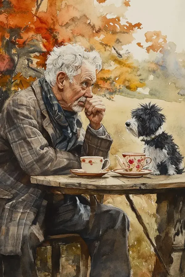 Old Man with Dog cross stitch pattern. Instant PDF Download. 60,000 Stitches