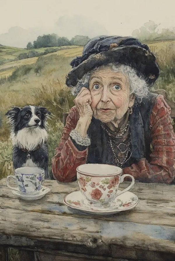 Old Lady with Dog cross stitch pattern. Instant PDF Download. 60,000 Stitches