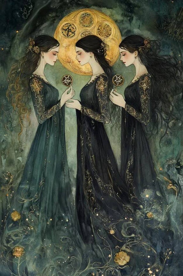 triple goddess cross stitch pattern. Instant PDF Download. 60k stitches