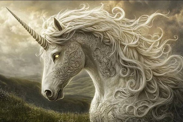 Celtic Unicorn Fantasy cross stitch pattern. Instant PDF Download. 60k Stitches.