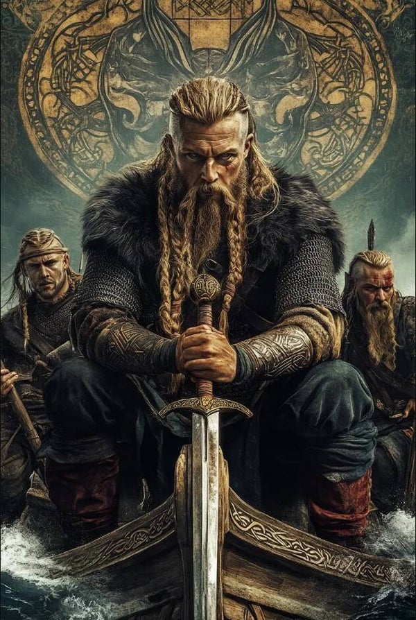 Viking Warrior Ship cross stitch pattern.