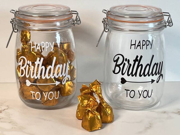 Snoeppot "Happy birthday to you"