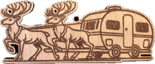 Kerstornament Caravan met Rendieren: Een Vleugje Winterse Magie!