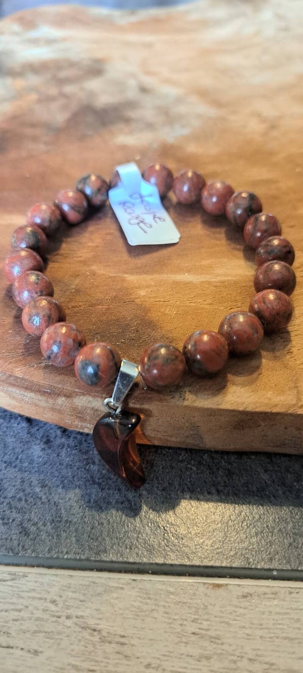 Bracelet en pierre de JASPE ROUGE